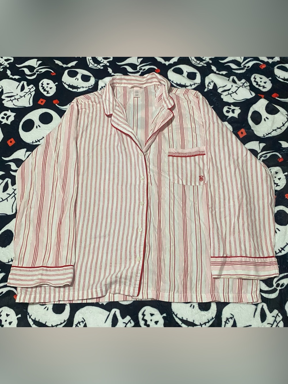 Victoria Secrete Pink and White Striped Pajama Top